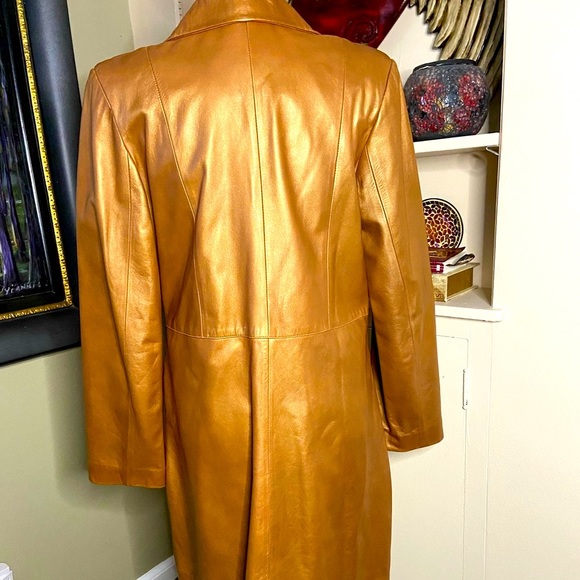 Unique copper buttery soft leather coat. Fully lined. Freccia D’Oro Size L - Picture 3 of 11